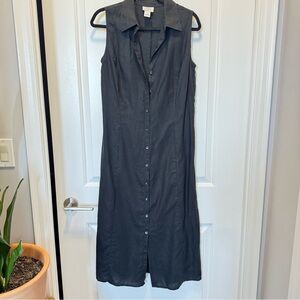 Loft Classic Linen Button Down Collared Maxi Dress